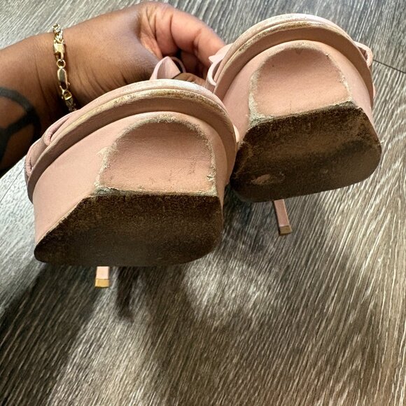 Saint Laurent Tribute Platform Sandals Blush Nude Pink Leather 315490 Size 38.5 - Picture 9 of 12